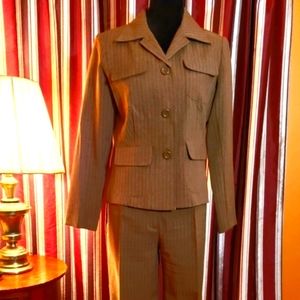 Courtenay Brown Pinstripe Pantsuit